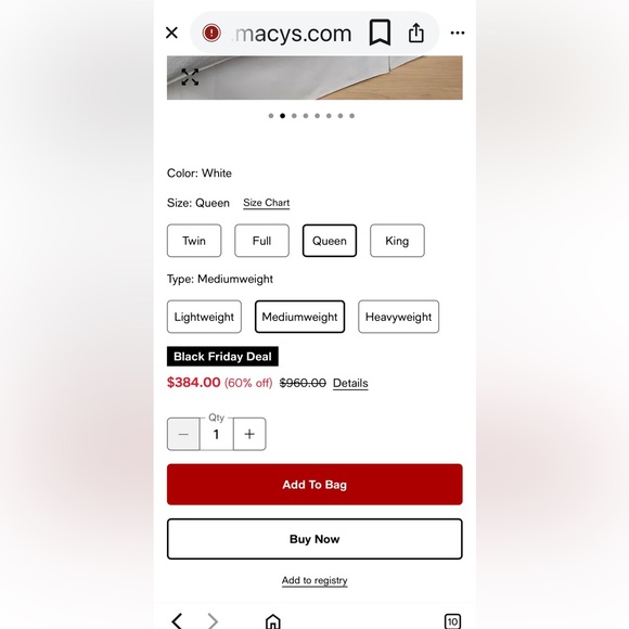 Hotel Collection White Goose Down Comforter. Queen. Medium weight - Picture 6 of 8